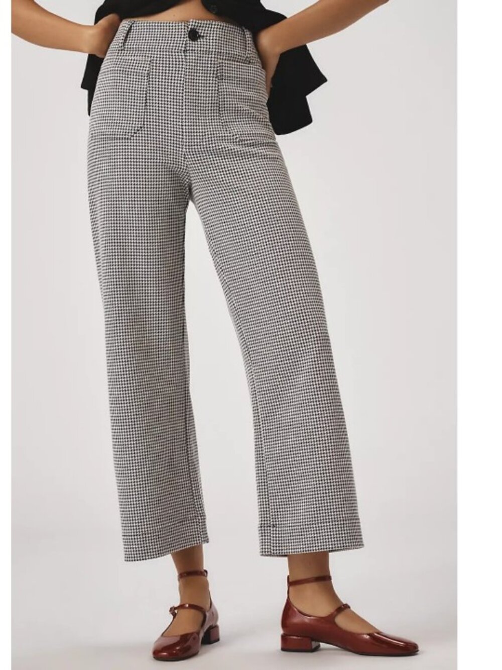 EUC The Colette Houndstooth Crop Wide-Leg Pants by Maeve, sz 31